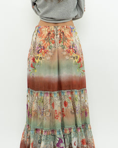 ETRO MILANO x Flowy Silk Metallic Patterned Skirt (XS-M)