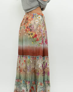 ETRO MILANO x Flowy Silk Metallic Patterned Skirt (XS-M)