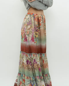 ETRO MILANO x Flowy Silk Metallic Patterned Skirt (XS-M)