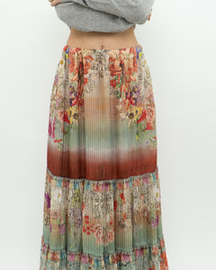 ETRO MILANO x Flowy Silk Metallic Patterned Skirt (XS-M)