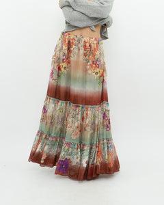 ETRO MILANO x Flowy Silk Metallic Patterned Skirt (XS-M)