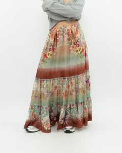 ETRO MILANO x Flowy Silk Metallic Patterned Skirt (XS-M)