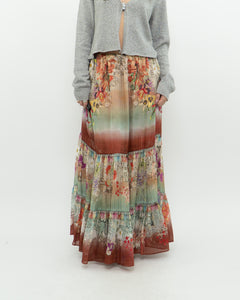 ETRO MILANO x Flowy Silk Metallic Patterned Skirt (XS-M)