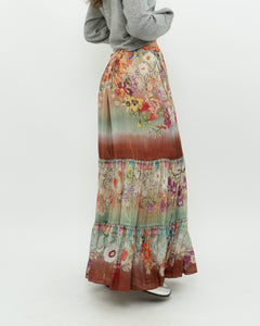 ETRO MILANO x Flowy Silk Metallic Patterned Skirt (XS-M)