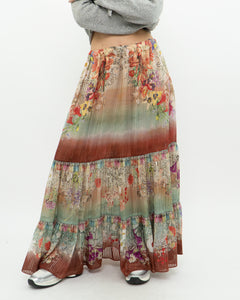 ETRO MILANO x Flowy Silk Metallic Patterned Skirt (XS-M)