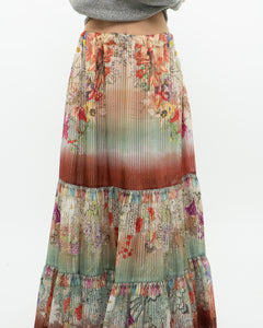 ETRO MILANO x Flowy Silk Metallic Patterned Skirt (XS-M)