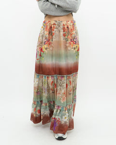 ETRO MILANO x Flowy Silk Metallic Patterned Skirt (XS-M)