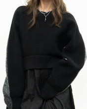 Load image into Gallery viewer, ALEXANDER WANG.T x Grey, Black Wool Cropped Obversized Sweater (XS-L)