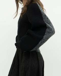 ALEXANDER WANG.T x Grey, Black Wool Cropped Obversized Sweater (XS-L)