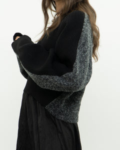 ALEXANDER WANG.T x Grey, Black Wool Cropped Obversized Sweater (XS-L)