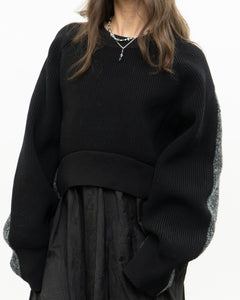 ALEXANDER WANG.T x Grey, Black Wool Cropped Obversized Sweater (XS-L)