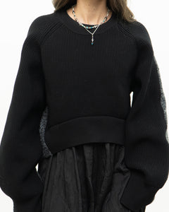 ALEXANDER WANG.T x Grey, Black Wool Cropped Obversized Sweater (XS-L)