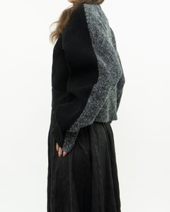 ALEXANDER WANG.T x Grey, Black Wool Cropped Obversized Sweater (XS-L)