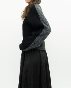 ALEXANDER WANG.T x Grey, Black Wool Cropped Obversized Sweater (XS-L)