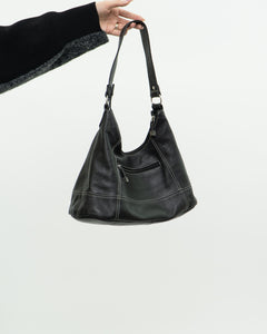 Vintage x Black Pebble Leather Slouch Purse