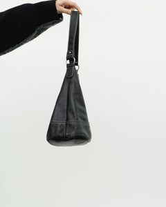 Vintage x Black Pebble Leather Slouch Purse