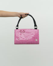 Load image into Gallery viewer, Vintage x Two-way Pink, Black Croc Purse