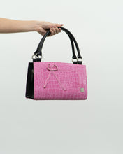 Load image into Gallery viewer, Vintage x Two-way Pink, Black Croc Purse