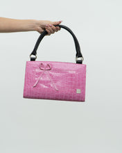 Load image into Gallery viewer, Vintage x Two-way Pink, Black Croc Purse