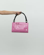 Load image into Gallery viewer, Vintage x Two-way Pink, Black Croc Purse