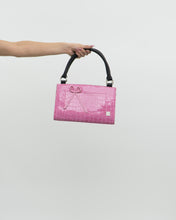 Load image into Gallery viewer, Vintage x Two-way Pink, Black Croc Purse