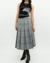 Load image into Gallery viewer, Vintage x Light Blue, Grey Plaid Reversible Wool Skirt (S, M)