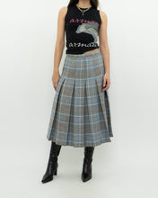 Load image into Gallery viewer, Vintage x Light Blue, Grey Plaid Reversible Wool Skirt (S, M)