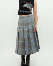 Load image into Gallery viewer, Vintage x Light Blue, Grey Plaid Reversible Wool Skirt (S, M)