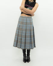 Load image into Gallery viewer, Vintage x Light Blue, Grey Plaid Reversible Wool Skirt (S, M)