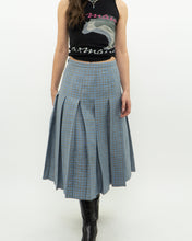 Load image into Gallery viewer, Vintage x Light Blue, Grey Plaid Reversible Wool Skirt (S, M)