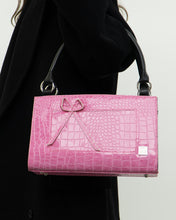 Load image into Gallery viewer, Vintage x Two-way Pink, Black Croc Purse