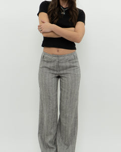 Vintage x Deadstock Grey Metallic Striped Linen Pant (XS, S)