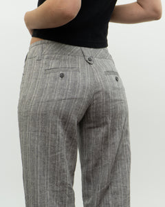 Vintage x Deadstock Grey Metallic Striped Linen Pant (XS, S)