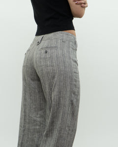 Vintage x Deadstock Grey Metallic Striped Linen Pant (XS, S)