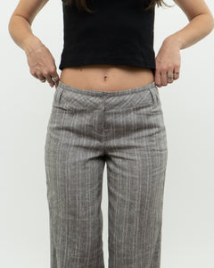 Vintage x Deadstock Grey Metallic Striped Linen Pant (XS, S)