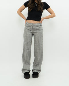 Vintage x Deadstock Grey Metallic Striped Linen Pant (XS, S)