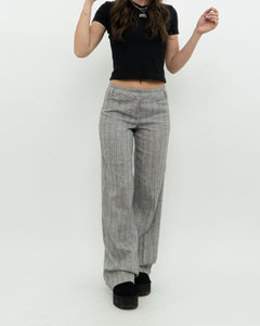 Vintage x Deadstock Grey Metallic Striped Linen Pant (XS, S)