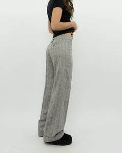 Vintage x Deadstock Grey Metallic Striped Linen Pant (XS, S)