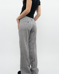 Vintage x Deadstock Grey Metallic Striped Linen Pant (XS, S)