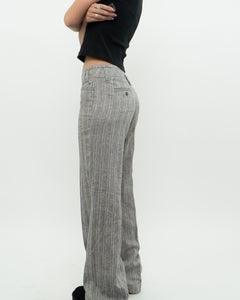 Vintage x Deadstock Grey Metallic Striped Linen Pant (XS, S)