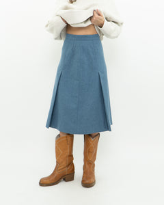 Vintage x Baby Blue Wool Midi Skirt (XS)