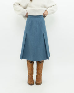 Vintage x Baby Blue Wool Midi Skirt (XS)