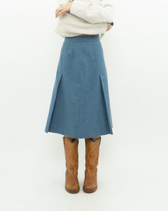 Vintage x Baby Blue Wool Midi Skirt (XS)