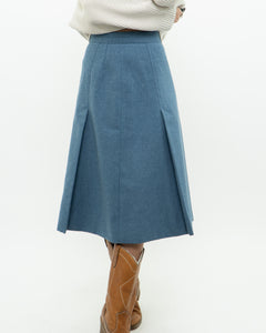 Vintage x Baby Blue Wool Midi Skirt (XS)