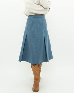 Vintage x Baby Blue Wool Midi Skirt (XS)