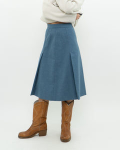 Vintage x Baby Blue Wool Midi Skirt (XS)