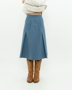 Vintage x Baby Blue Wool Midi Skirt (XS)