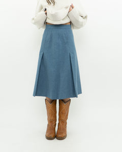 Vintage x Baby Blue Wool Midi Skirt (XS)