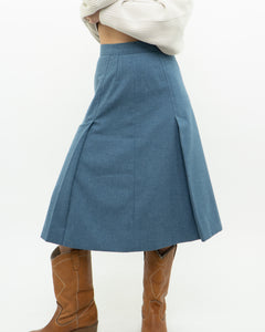 Vintage x Baby Blue Wool Midi Skirt (XS)