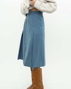 Vintage x Baby Blue Wool Midi Skirt (XS)